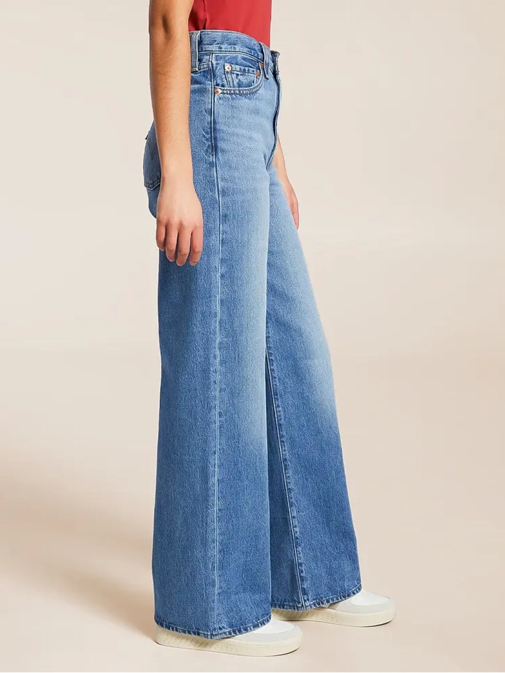 Levi’s Premium Ribcage Wide Leg Jeans Size 28 Medium Wash High Rise Denim - Picture 2 of 8